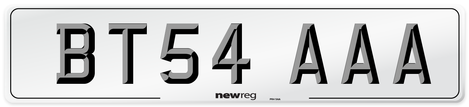 BT54 AAA Number Plate from New Reg